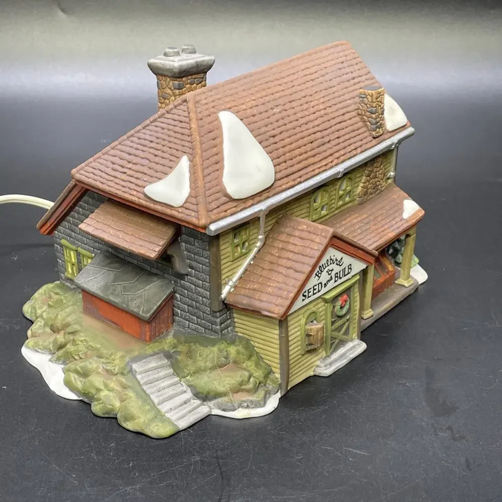 1992 Dept 56 New England Christmas Village Bluebird Seed and Bulb #56421 Works